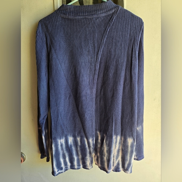 Wonderly Navy and White Dip-Dye Mock Neck Waffle Print Sweater NWT - Picture 5 of 6
